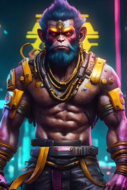 lord hanuman reimagined as cyberpunk 2077 game character