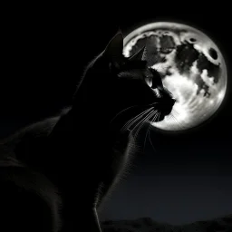 black cat in front of moon