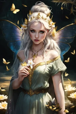 Violet hair, bronze, gold blonde hair , dark gold ,goldy,gold, Fairy wings,long hair,water lilies,dark fairy princess,nymph,elven crown,dragonflies,tiara,,gothic,glitter,rapunzel hair, very long hair, sparkle,night,fireflies,butterflies,orchids,dark gold,