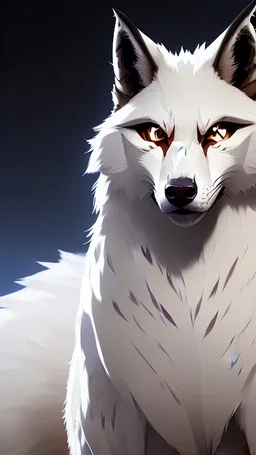 feral, White fur, Werewolf, Red eyes, character, full body portrait, expert, insanely detailed, 4k resolution, cinematic smooth, intricate detail, fluffy, award wining portrait, fox, anthropomorphic fox, werefox, male