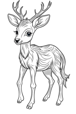 outline art for Gazelle Fawn coloring pages with sitch, white background, Sketch style, full body, only use outline, toddlers style, clean line art, white background, no shadows and clear and well outlined.