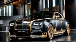 A (((bmw rolls royce))) featuring a luxurious interior, advanced technologies, and a sleek body kit designed by MANSORY, exuding an air of sophistication and power
