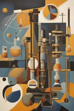 Abstract painting of scientific instruments