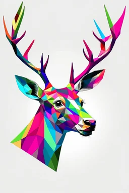 Geometric deer face side colorfull