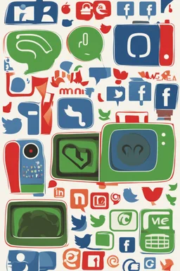 give me a logo for a teenager television program about social media. simplistic. Green, blue & red