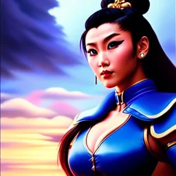 portrait of beautiful Chun-Li Street Fighter painting by Brom , oil on canvas, cinematic composition, extreme detail,fit full head inside picture,8k