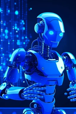 Blockchain technology metaverse robot blue