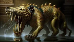 En la mitología egipcia, Ammit es una diosa feroz con cabeza de león, cuerpo de hipopótamo y cola de cocodrilo.