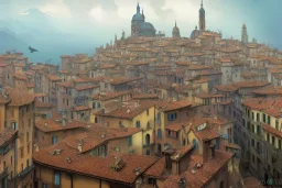 Cats cats on rooftops +colorful Italian town on sea+bologna+genoa street+Italian medieval town++alphonse mucha, greg rutkowski,matte painting, cryengine, hyper detailed, felix kelly, fantasy art, seb mckinnon