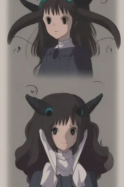 a young gothic demon girl with horns