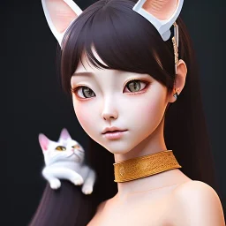 beautiful smooth realistic Japanese cat girl robot, full body and face, cat aye, extremely sharp detail, finely tuned detail, ultra high definition, 8 k, unreal engine 5, ultra sharp focus, accurate wings