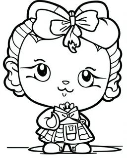 outline art for real Hello Kitty coloring page, Japanese manga style, cartoon style, cute face, white background sketch style, full body is a must, only use outline, clean line art, no shadow, bold outline