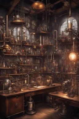 A steampunk-style laboratory