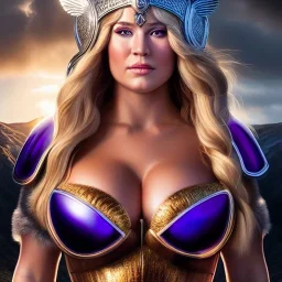 Ultra detailed fullbody Portrait in oil on canvas of beautiful busty female Viking with armor,helmet,extremely detailed digital painting,ultrarealistic skin,intense stare, extremely detailed face, crystal clear eyes, mystical colors ,perfectly centered image, perfect composition, rim light, beautiful lighting,masterpiece ,8k, stunning scene, raytracing, anatomically correct, in the style of Simon Bisley and Ohrai Noriyoshi and robert e howard and Steve Jung and Wizyakuza and uncannyknack.