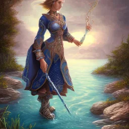 possessed healer by the lake, blue water