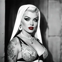 (high res photo by Russ Meyer) the tattooed Marilyn gangsta nun