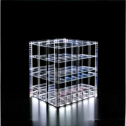 Studio photo of a non-existent product resembling a building brick made of glass, for use in an e-shop.