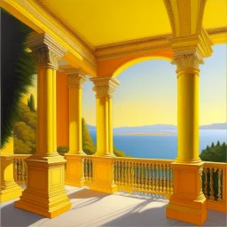 Neoclassicism realistic yellow orange cote d'azur sea