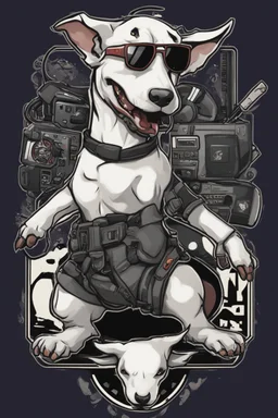 bull terrier gamer logo on t-shirt