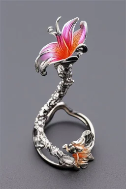 Tiger lily flower crystal ring