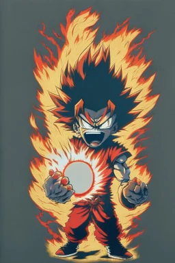 Angry anime design holding a fireball