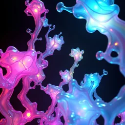 A series of colored translucent 3D structures continuously evolving and morphing, made of glowing glass-like material, futuristic organic architecture, iridescent surfaces with soft internal light, structures growing, branching, and dissolving into new forms, floating in a dark void, volumetric lighting, subsurface scattering, caustics, cinematic, hyperrealistic, octane render, 8k, trending on ArtStation.