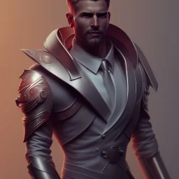 isometric clean art of a man,warrior suit, soft lighting, high definition, unreal 5