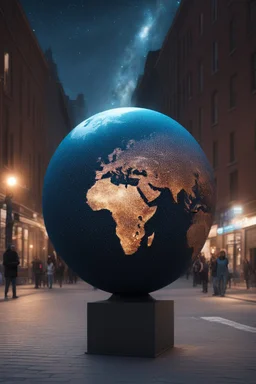статуя на улице, Шар как планета/звезда: Превратим шар в визуализацию планеты, звезды или небесного тела. С помощью проекции, освещения и текстур можно создать ощущение реального космического объекта.