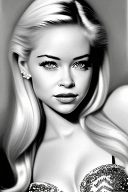 Photorealistic Elsa Jean portrait in black and white