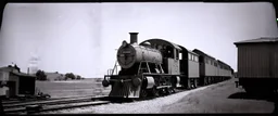old western railroad, grayscale, antique pinhole photo