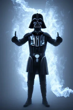 Darkvader outfit, black mask, black dark, rage, sorrow, high definition, ultra 8 k, volumetric lighting, blue fire, fog