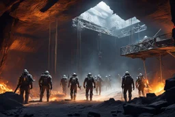 sci-fi enslaved in a mine, the group is mining in terrible conditions