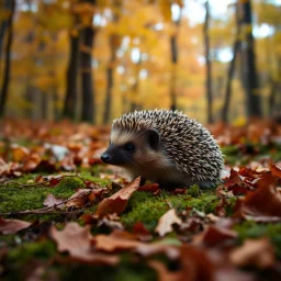 Hedgehog in the Autumn Forest