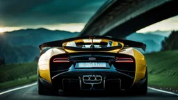 Super Evil Bugatti merged Hyper Sport, desktop wallpaper, 4K, Cinematic, rear view