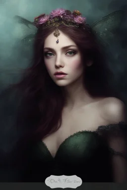 Dark green hair Water lilies long hair lotus night Fairy princess rapunzel hair queen crown dragonflies fireflies elven tiara flowers fairy wings gothic purple