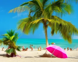 beach, hot, relaxed, colorful, shopping, warm, sand, pina colada, palm, golf, island, blue, green, pink, happy, tan,