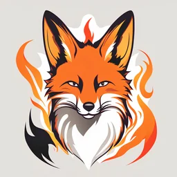 fox, logo, on fire, looking at camera, simple
