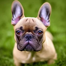 Portrait of a light brown french bulldog by hitchock