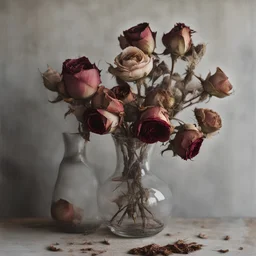 Dried roses in vase