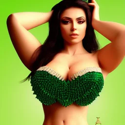 fullbody portrait of beautiful booty young busty atletic amazon woman with big green emerald eyes with big emeralds necklace by Anthony Devas 8k