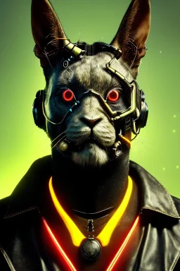 Medium Close Up Portrait, Front image. cyberpunk, rabbit mask, Chinese man, long hair. latex, glossy suit. Yellow, black, red, color. Mad max style. Color background, photo studio. Avatar image, highly detailed, concept art, smooth, unreal engine 5, god rays, ray tracing, RTX, lumen lighting, ultra detail, volumetric lighting, 3d, finely drawn, high definition, high resolution.