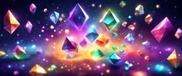 Background: Rainbow cosmic diamonds space background, fractal, shimmer. 3D vector cartoon asset, mobile game cartoon stylized, clean. Camera: side angle, 90°, 35 mm. Lighting: beams, sparkles and bloom, LED lights. cartoon style