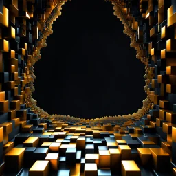 a mandelbulb 3d fractal made of metallic random color cubes a pertty artistc background