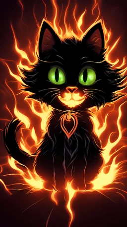 Black Cat Halloween Mayhem, 8k, digital art, vibrant colors, Volumetric Lighting, Haze or Mist, Rim Lighting, Backlighting, God Rays, Directional Light, Radiance Effect, Dappled Light, Flaming Edge Effect, Fantasy Backgrounds, Fire Effects, Smoke Effects, HDR