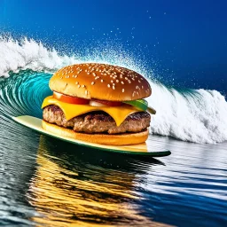 Cheeseburger surfing the vibe wave at night