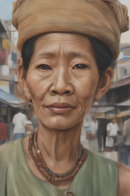 photo realistic portrait of thai woman of the street, ugly