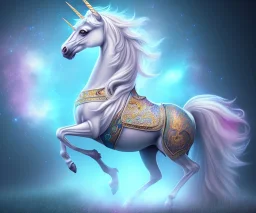 Portrait of unicorn, highly detailed, color patterns on wings, soft studio lighting, background 64k