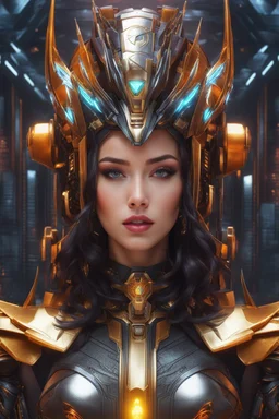 cyber robot woman ((masterpiece)), (beauty:1.3), iconic asp headpiece, UHD, 64K, hyperrealistic, vivid colors, , 8K resolution, throne room background with hieroglyphics, HDR depth, ultra detail, commanding regal aura, real photo