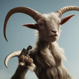 alien Goat, holding a weapon