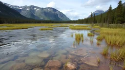 Floating depth by a fjord in a grassy swamp with rich foraging and potable water from a geyser.